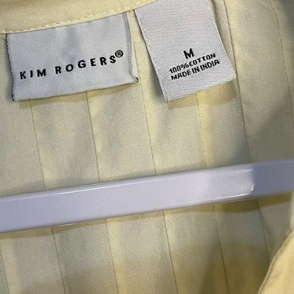 Kim Rogers 3/4 Sleeve Collared Button-Up Shirt Womens Medium Yellow Modest Top - Picture 7 of 8